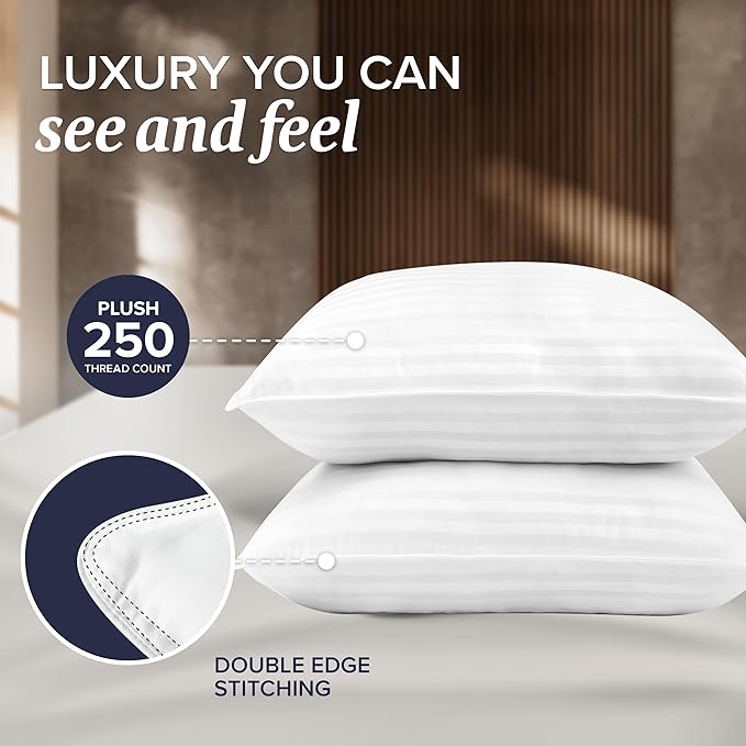 Beckham Hotel Collection Euro Size Throw Pillows (Set of 2), 26 x 26 Down Alternative Pillow Insert for Bed, Couch, and Sofa