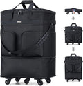 Hanke Expandable Collapsible Luggage with Wheels Suitcase Luggage Rolling Travel Bag Duffel Bag for Men Women Lightweight Suitcase Large Capacity Luggage with Spinner Wheel (Black)