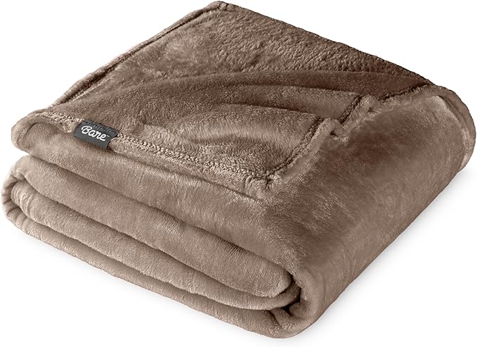Bare Home Fleece Blanket - Full/Queen - Ultra-Soft Lightweight for Bed, Sofa, and Couch - Luxury Microplush - Cozy Warm Blanket (Full/Queen, Taupe)