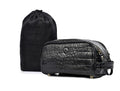 10" Premium Leather Toiletry Travel Pouch With Waterproof Lining | King-Size Handcrafted Vintage Dopp kit By Aaron Leather Goods (Grease Black)