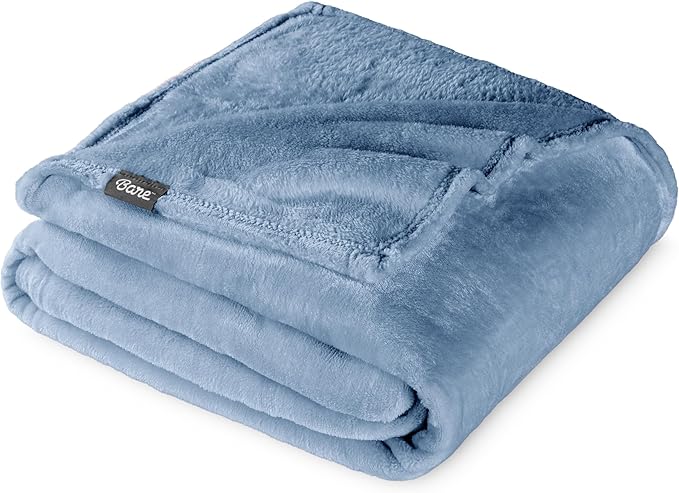 Bare Home Fleece Blanket - Throw/Travel - Ultra-Soft Lightweight for Bed, Sofa, and Couch - Luxury Microplush - Cozy Warm Blanket (Throw/Travel, Coronet Blue)