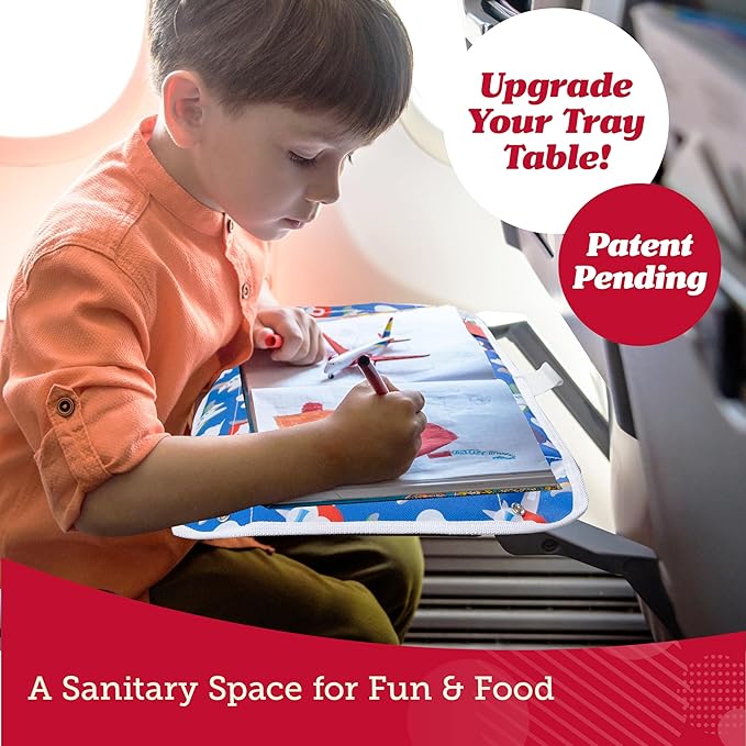Lusso Gear Airplane Tray Table Cover for Kids - Mermaids Pattern - Toddler Airplane Travel Essentials & Snack & Tablet Organizer - Plane Activities for Toddlers 1-3