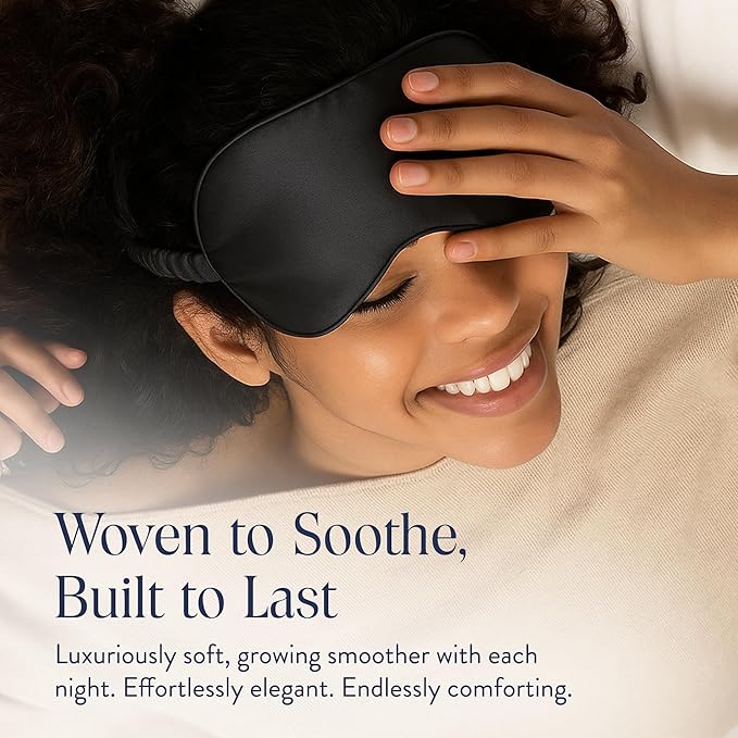 Brooklinen Silk Eye Mask for Sleeping – Carbon Grey, 100% Mulberry Silk Sleep Mask with Soft Elastic Strap, Machine Washable, Breathable & Cool-to-The-Touch – Ideal for Sleeping & Traveling