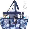 F-color Shower Caddy Portable - Mesh Shower Bag Basket Tote for College Dorm Room Essentials Bathroom Gym Camp Quick Dry for Women Men with S Hook, Dark Blue Camouflage
