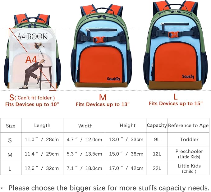 Lightweight Kids Backpack for School Kindergarten Elementary Backpacks for Boys Ages 6-8-10(Orange Blue)