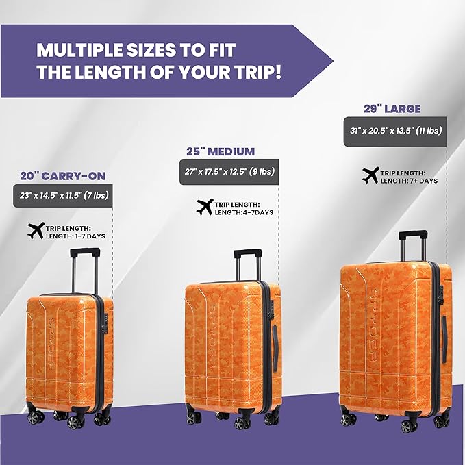 Spyder Matrix 25 Inch Medium Checked Luggage Expandable Hardside Upright Suitcase with 360° Spinner Wheels, TSA Approved Lock, Orange