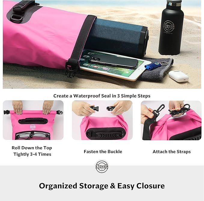 STOVER 5/10/25/30/40/55L Waterproof Backpack- Floating Dry Bag for Kayaking, Travel, Beach, Hiking, & Camping, Men/Women
