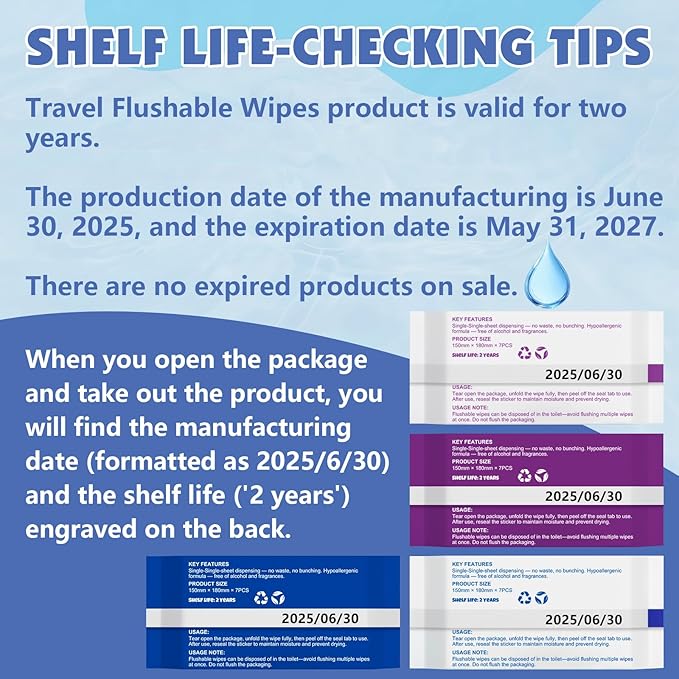 72 PackTravel Flushable Wipes with Aloe & Vitamin E,Impossibly Compact 7 Wipe Per Pack Mini Travel Adult Wet Wipe,Hypoallergenic & Fragrance-Free Skin-Friendly Flushable Wet Wipe (504 Total Wipes)