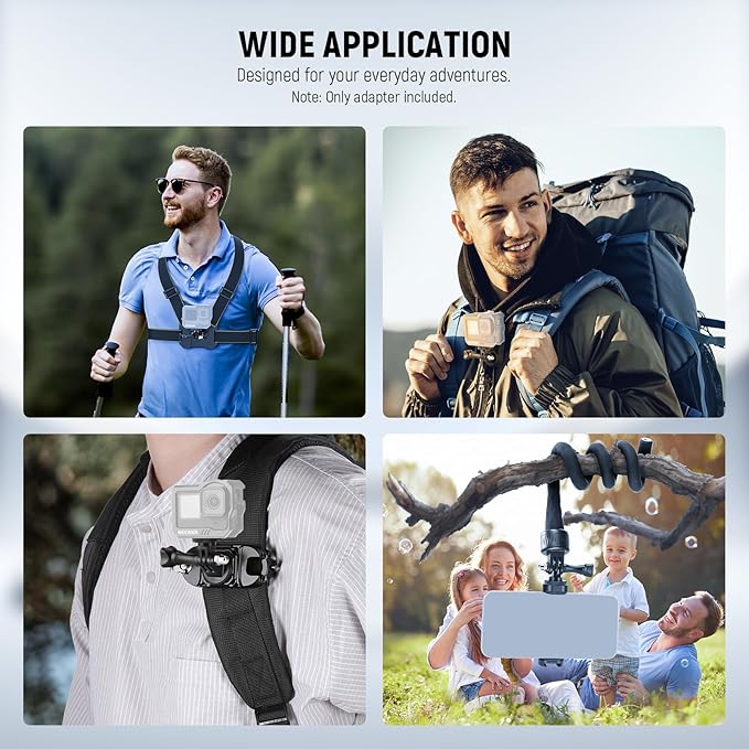 NEEWER Action Camera Tripod Mount Adapter with 1/4"-20 Screw Aluminum Alloy Accessories Compatible with Insta360 X5 X4 X3 GoPro Hero 13 12 DJI Osmo Action 5 Pro 4 3 AKASO APEMAN, GP-81