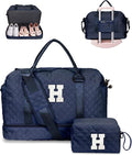 Gifts for Teen-Girls-Initial Duffle Bag with Shoe Compartment, Personalized Weekender Bag, Monogram Overnight Bag, Travel Bag with Makeup Bag，Birthday Gift Graduate Gifts for Her (Letter H)