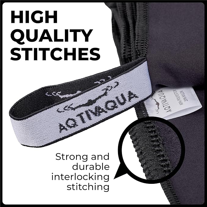 AqtivAqua Quick Dry Towel - Lightweight Microfiber Travel Towel w/Bag - Fast Drying Towel Set for Camping, Beach, Pool, Gym, Backpacking, Sports, Yoga & Swim Use, Hiking (Black, M:24"x40")