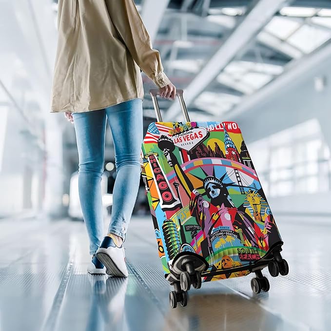 Travel Luggage Cover Suitcase Protector Fits 18-32 Inch Wheel Covers PatternedTravel Related Items Flower Luggage Protector Elastic S
