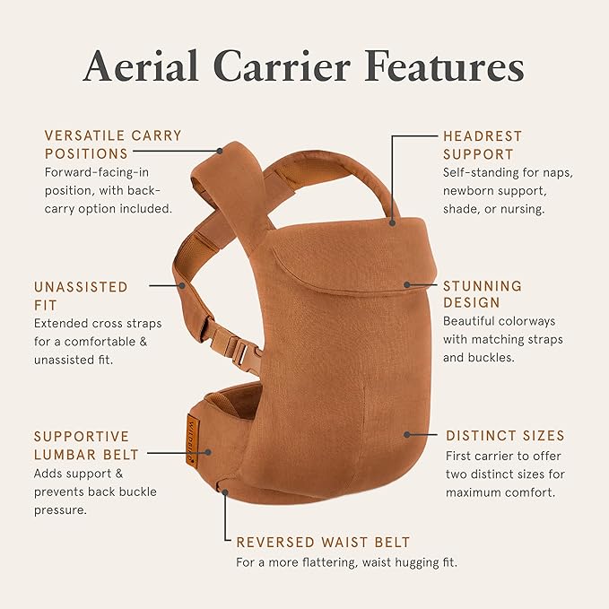 WildBird - Aerial Carrier - 7 to 45 lbs - for Moms, Dads & Caregivers - 100% Natural European Linen Fibers - Versatile & Adjustable - Small Size - Treepie Fabric (Amazon Exclusive)