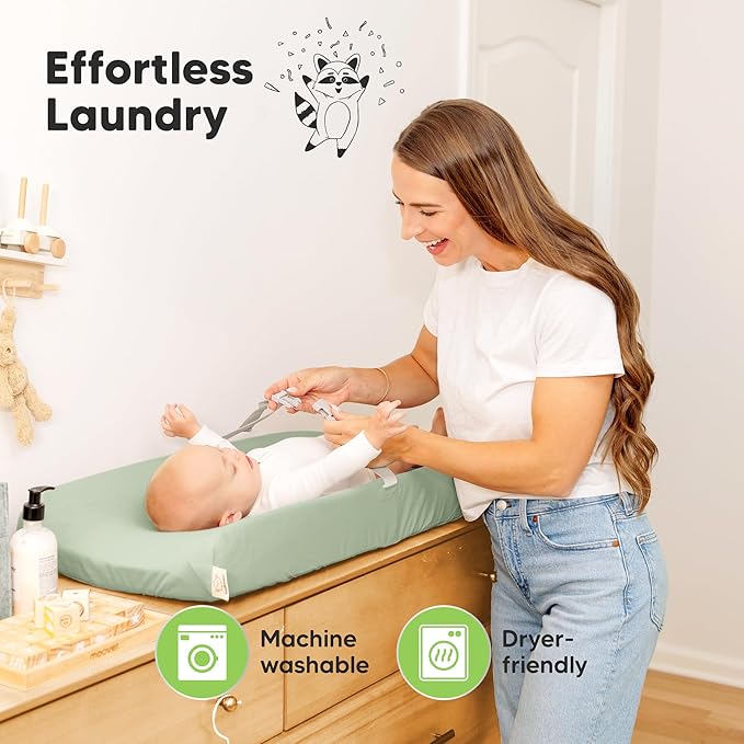 2-Pack Baby Changing Pad Covers for Girl, Boy, Neutral - Soft Viscose Derived from Bamboo Changing Table Pad Cover Sheets, Baby Nursery Diaper Changing Pad Cover, Contour Changing Pad Liner (Sage)