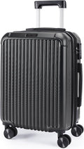 LIGHT FLIGHT Carry On Luggage 22x14x9 Airline Approved, Durable Hard Shell Carry On Suitcases with Wheels, Expandable Hardside Lightweight Travel Luggage with TSA Lock 20 Inch Carry on, Black