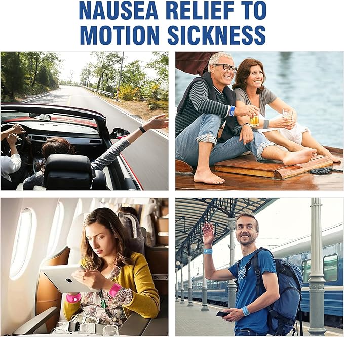 Motion Sickness Bands Anti Nausea Wristband for Adult and Kids Morning Sickness Relief for Pregnant Women Acupressure Nausea Relief for Car, Sea, Air Sickness - 1 Pair Camo Blue