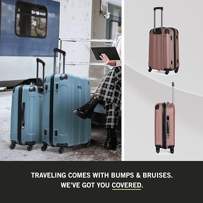 Kenneth Cole REACTION Out of Bounds Lightweight Hardshell 4-Wheel Spinner Luggage, Rose Gold, 2-Piece Set (20" & 28")