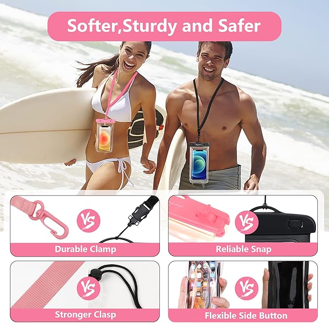Waterproof Phone Pouch Bag - 7.5in Water Proof Cell Phone Case for Beach Travel Must Haves, IPX8 Dry Bag with Lanyard for iPhone 16 15 Pro Max Galaxy S25 Ultra Pixel 7a, Cruise Essentials 2025