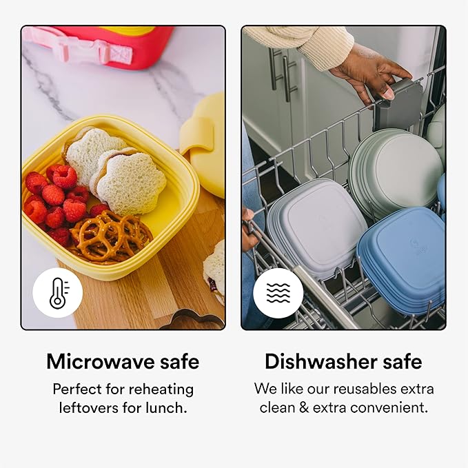 STOJO Collapsible Sandwich Box – 24oz, Reusable Food Storage Container, Silicone Bowl for Hot/Cold Food – Meal Prep, Lunch, Camping, Hiking – Dishwasher Safe (Set of 1, Mimosa)