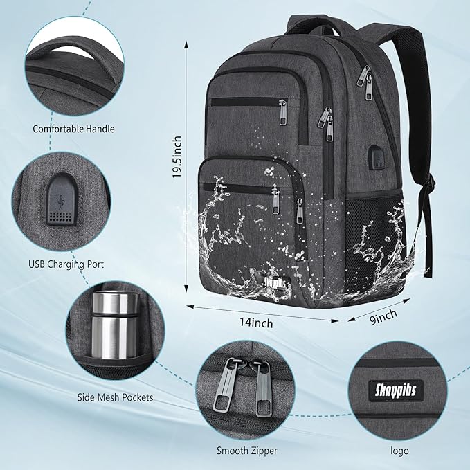 Backpck for Men Women, School Backpack for Boys Girls Teen, 15.6 inch Laptop Back Pack with USB Charger Port, Bookbag with USB Charger for travel, Work backpack,book bag, Mochilas para hombres Black