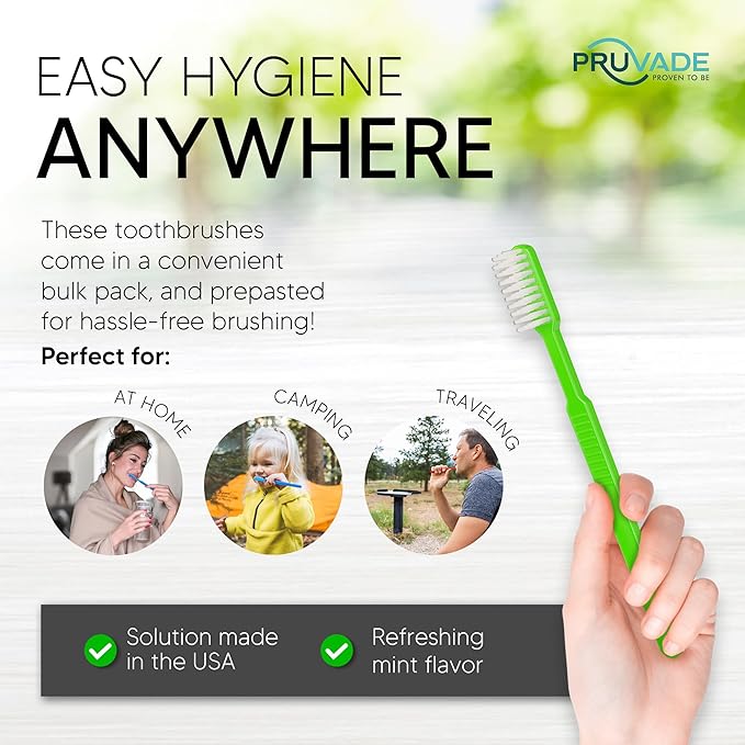 100 Pack Disposable Toothbrushes with Toothpaste Built In - Prepasted Toothbrushes Individually Wrapped - Single Use Waterless Tooth Brush with Soft Bristles for Airbnb, Hotel, Camping, Travel