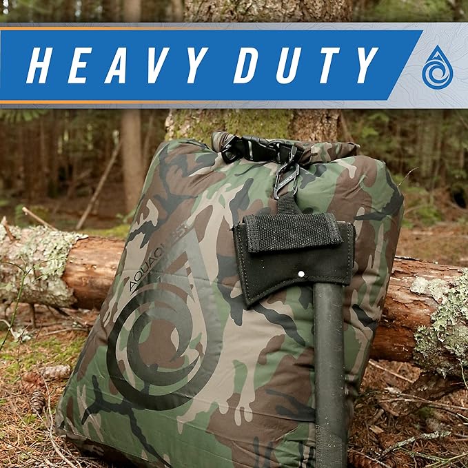 AquaQuest Rogue Dry Bag – 60L Woodland Camo – 100% Waterproof Roll Top – Camping Gear Sack