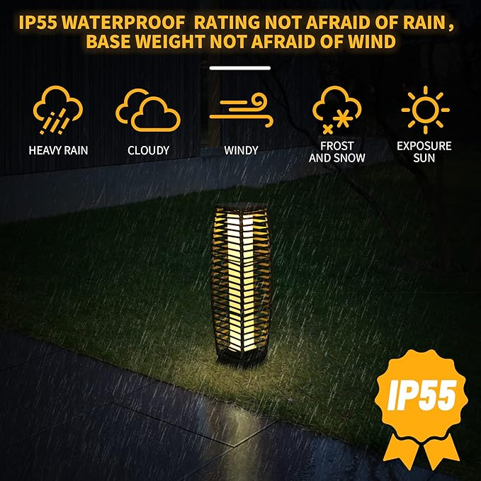Solar Floor Lamp, Outdoor Floor Lamp, Solar Lanterns Outdoor Waterproof, Solar Powered Resin Wicker Outdoor Solar Lamp,Weather-Resistant Rattan Deck Light for Porch, Garden, Patio, Deck