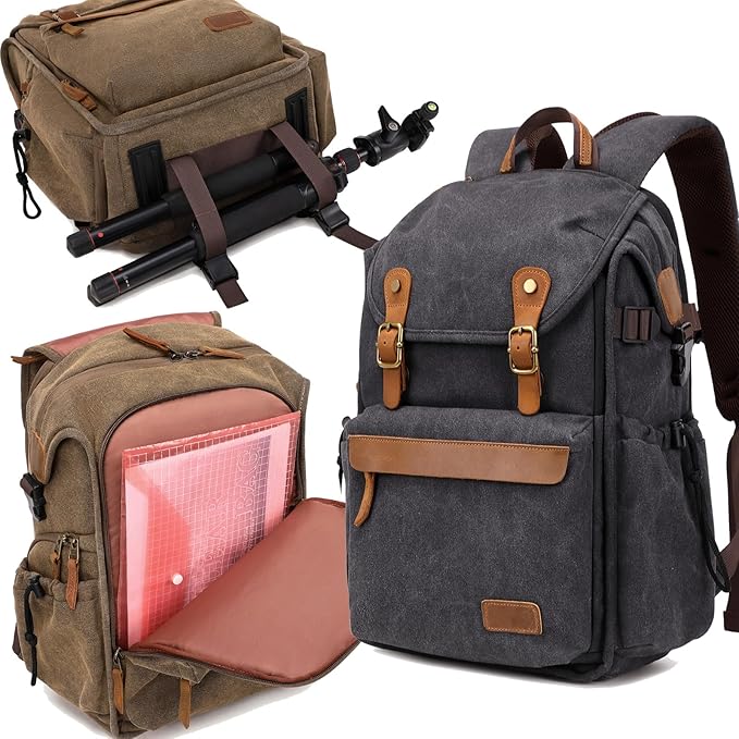 Camera Bag; Professional UAV Camera Backpack;Anti-Theft Camera Bag with Rain Cover; Large Capacity Photography Backpack（Coffee）, A3091