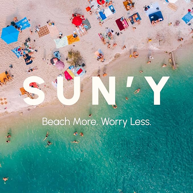 SUN'Y Waffle Microfiber Beach Towel – Sand Free, Quick Dry, Ultra Absorbent, Lightweight & Compact Travel Towel with Carry Bag - Large (63” x 31.5”), Sea Green