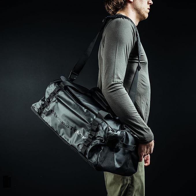Eberlestock Hyllus Duffel Bag for Men - Durable, Water-Resistant, Small Men's Duffle Bag with Zipper Pockets, Ideal for Travel & Gym, Tactical Gear Bag, Hunting, Fishing, Camping - Black, 45L