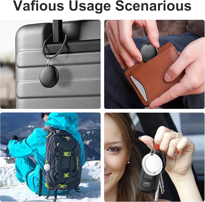 Air Tags-4 Pack, Pet Trackers, Item Locator Tags Works with Apple Find My | iOS Only | 4 Different Cases | Replaceable Battery | Water-Resistant | Item Finder for Key, Luggage, Backpack,Bike (4-Black)
