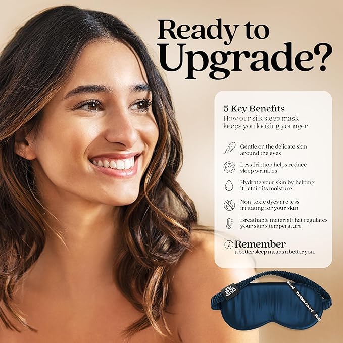Pure Silk Sleep Mask [100% 6A Mulberry Silk, 22 Momme] Light Blocking Travel Essentials. Eye Masks for Sleeping. Black Oeko-Tex Blindfold. Eye Covers for Men & Women