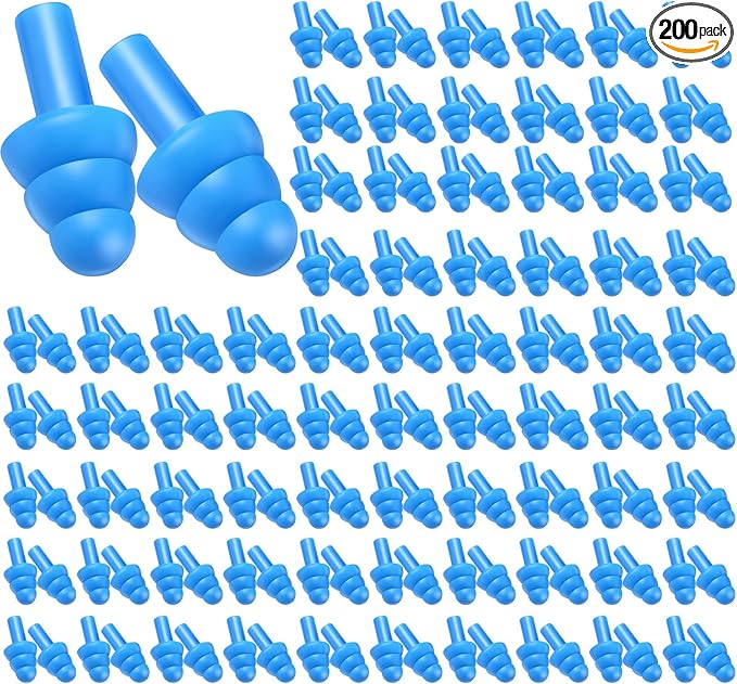 TrelaCo 200 Pairs Silicone Ear Plugs Soft Reusable Waterproof Ear Plugs for Sleeping Noise Swimming Hearing Protection Earplugs Shooting Construction Hunting Music Concerts(Blue)