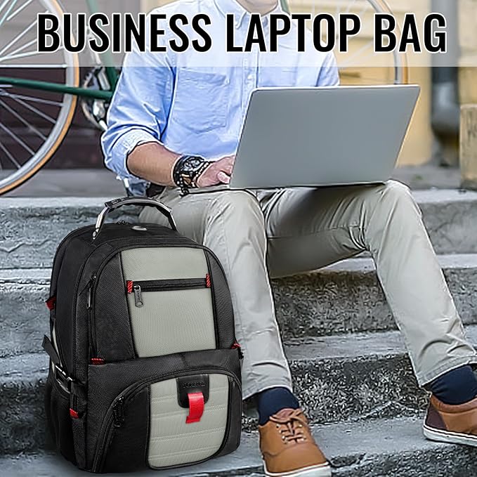 YOREPEK Travel Backpack, 50L Laptop Backpacks for Men Women, Water Resistant Airline Approved Bag with USB Charging Port Fits 17 Inch Computer, Grey