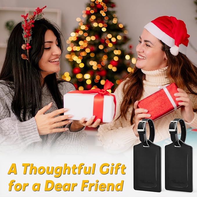 Travelambo Luggage Tags for Suitcases PU Leather Travel Tags Bag Tags Privacy Protection Travel Essentials