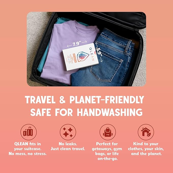 QLEAN Laundry Detergent Sheets – Travel-Friendly, HE & Standard Washer Safe, Liquidless Laundry Soaps, Quick-Dissolving Formula, Skin-Friendly (120 Loads, Sweet Summer Love)