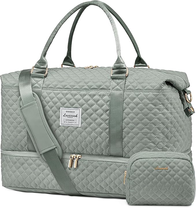 LOVEVOOK Travel Duffle Bag,Weekender Bags for Women with Shoe Compartment，Carry on Overnight Bag with Toiletry Bag,Gym Duffel Bag with Wet Pocket, Hospital Bags for Labor and Delivery