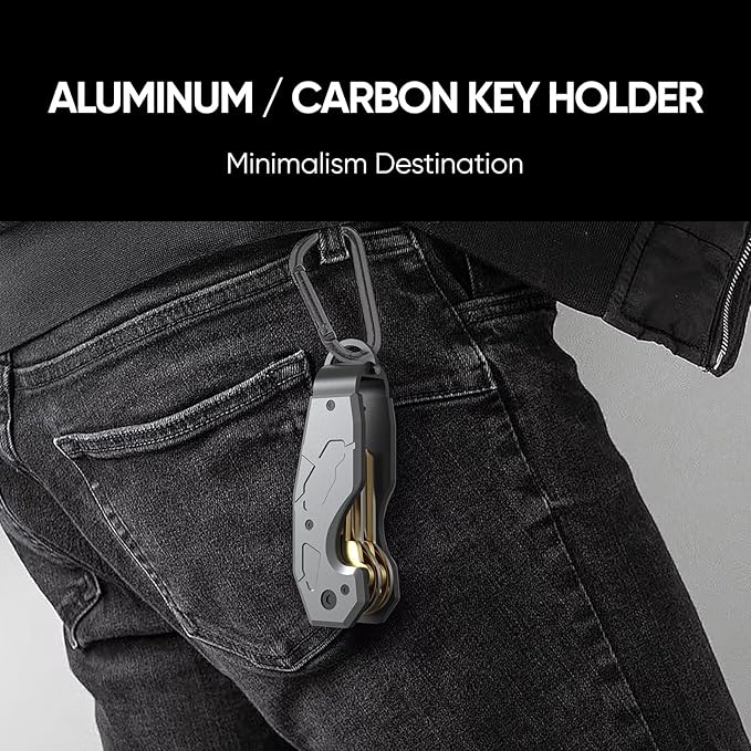 Zeeker Compact Key Organizer Keychain with Built-in Tools – Holds 1-6 Keys, Includes Bottle Opener, Hex Wrench, and Serrated Cutter – Minimalist Key Holder for Men and Women (Grey)