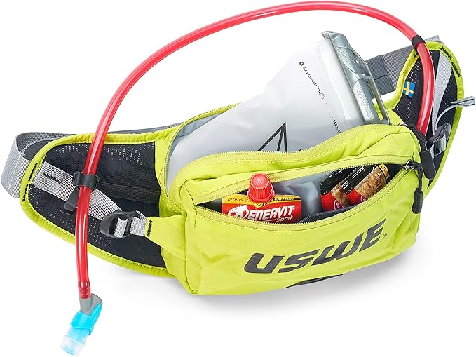 USWE Zulo Hydration Hip Pack - with Organizer and Side Pockets, Bounce Free Hip Belt (Crazy Yellow, 2L)