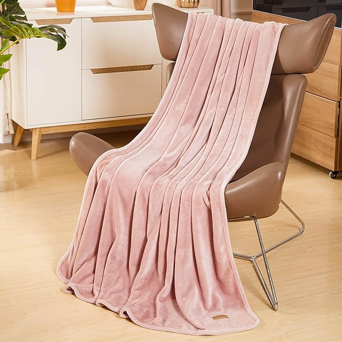 Surii Home Luxury Microfiber Flannel Blanket, Super Soft, Warm, Cozy, Fluffy, and Breathable, Perfect Throws for Bed, Couch, Sofa, for All Season Use. 350GSM Twin Size 60x80 Inches(Sepia Rose)