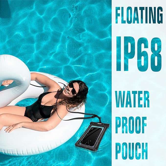 NEPHI IP68 Waterproof Phone Pouch 2 Pack-Up to 7.0"，Adjustable Neck Lanyard Floating Waterproof Phone Case for iPhone,Phone Dry Bags for Vacation Beach Pool Travel Essentials (Pink Blue 2 Pack)