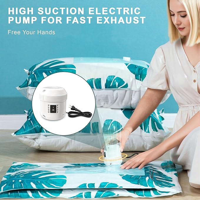 20 Pack Vacuum Storage Bags for Clothing Travel with Electric Pump, 4 Sizes Jumbo/Large/Medium/Small Space Saver Bags Vacuum Sealed for Luggage Blankets, Vacuum Seal Bags for Bedding Comforters