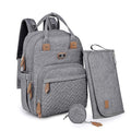 Dikaslon Diaper Bag Backpack with Portable Changing Pad, Pacifier Case and Stroller Straps, Large Unisex Baby Bags for Boys Girls, Multipurpose Travel Back Pack Moms Dads, Gray