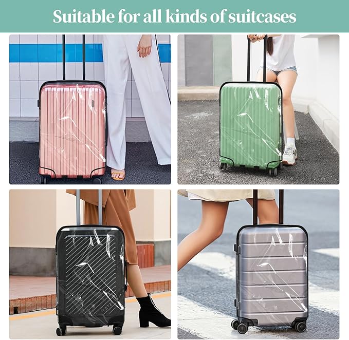 Clear PVC Luggage Cover, Waterproof Dustproof Anti-Scratch Suitcase Protector, Fits Wheeled Suitcases 18" 22" 24" 26" 28" 30" - Thicken Baggage Cover Case（28“）