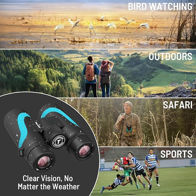 15x55 HD Binoculars for Adults – High Powered Large View, BAK4 Prism, Waterproof & Lightweight for Bird Watching, Hiking, Travel, Cruise, Sports with Phone Adapter (Blue)