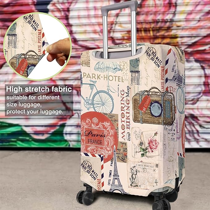 Travel Luggage Cover Suitcase Protector Fits 18-32 Inch Wheel Covers PatternedTravel Related Items Flower Luggage Protector Elastic XL