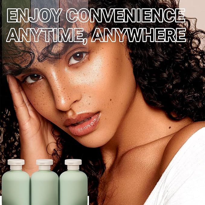 ASEVAT3.4oz 3Pcs Green Plastic Refillable Travel Shampoo and Conditioner Bottles Plastic Refillable Travel Shampoo Bottles with Flip Cap Shampoo and Conditioner Dispenser