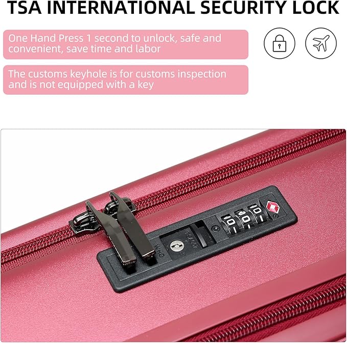 Premium Carry On Luggage, 20Inch&29 Inch Top Opening Airline Approved ABS+PC Hard Shell Suitcases with Silent Wheels, TSA Lock,Front Pocket and Wet-dry Separated Six-piece Set