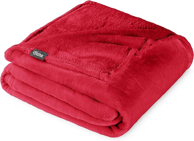 Bare Home Fleece Blanket - King Size - Ultra-Soft Lightweight for Bed, Sofa, and Couch - Luxury Microplush - Cozy Warm Blanket (King, Red)
