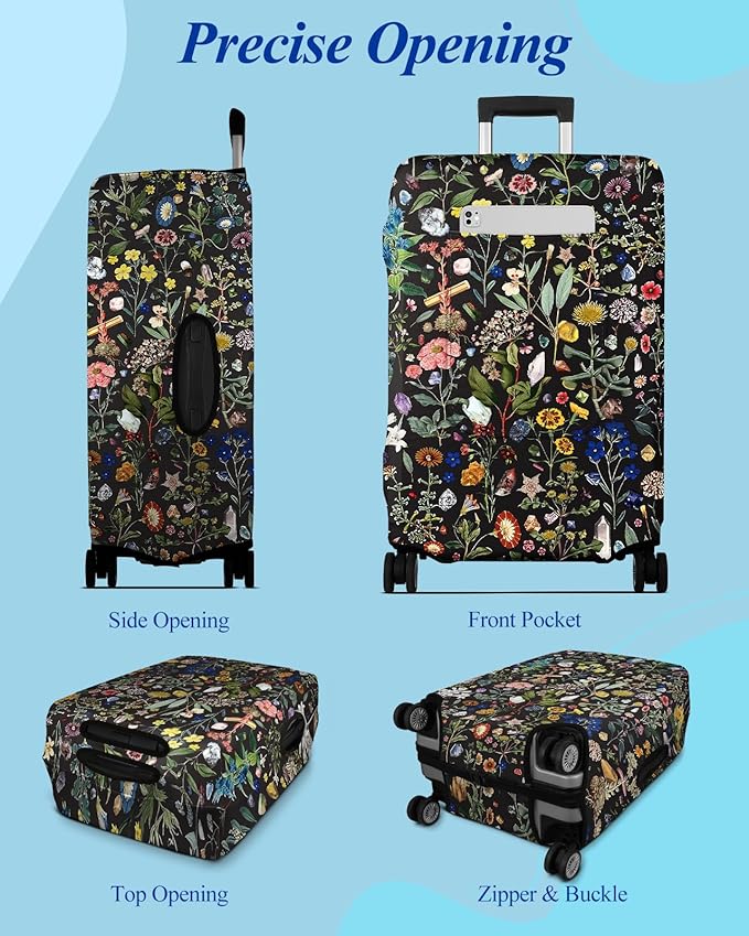 Slohif Luggage Cover for Suitcase Tsa Approved Protector - Luggage Sleeve Large Suit Case Cover Travel Stretch Baggage Case Protective Washable Fit 24-27 Inch Flower M